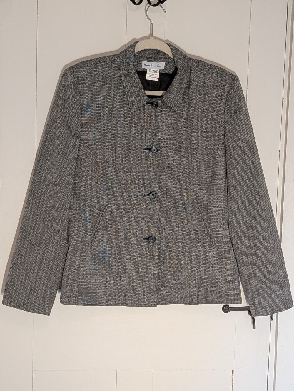 Harve Bernard Sports Gray Textured Three-Button Women's Blazer Vintage size 12